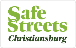 A lettermark logo in 2 shades of green, reading "Safe Streets Christiansburg". 